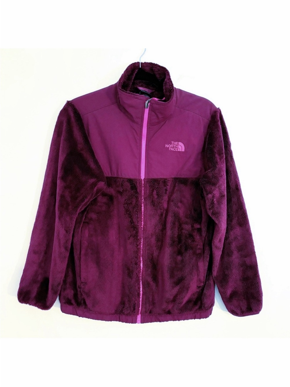 THE NORTH FACE eggplant purple pink fleece full zip jacket Girls XL (18) W Small